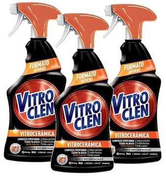 Vitroclen Spray limpiador para vitrocerámicas, pack de 3 unidades de 450 ml