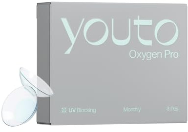 youto Oxygen Pro Monatslinsen weich, 3 Stück, BC 8.7 mm, DIA 14.0 mm, Kontaktlinsen weich，Silikon Hydrogel für eine hohe ， Mit UV Schutz & durchgängig hohem Feuchtigkeitsgehalt