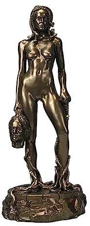 Medusa Statue mit Kopf des Perseus Me Too Bewegung, Bronze-Effekt