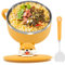 1200ml Ramen Bowl with Handle and Lid 304 Stainless Steel Noodle Bowl with Spoon Heat Resistant Instant Noodles Bowl Soup Bowls for Soup Udon Pasta Salad Cereal, Dishwasher Safe, Yellow