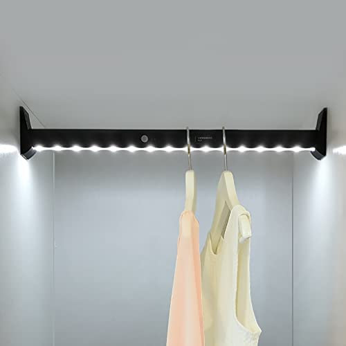 Kleiderstange mit LED-Licht, beleuchtete Garderobenstange, 2-in-1-Kleiderstange mit wiederaufladbarem Licht, Kleiderbügel aus Metall, Tragfähigkeit 50 kg (Größe: 1050 mm), aus China erhältlich Warm as
