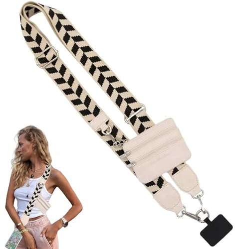 Phone Strap With Zippered Pouch Adjustable Phone Strap Crossbody,Phone Lanyard Crossbody Phone Lanyard With Purse, Portable Clip And Go Phone Strap Cross Body Phone Strap for Travel And Shopping