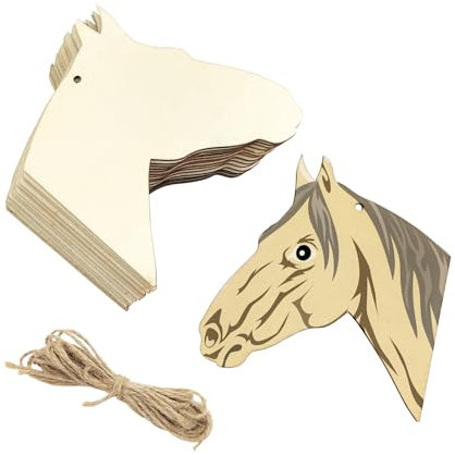 30 Stück 10,2 cm große Holz-Pferdekopf-Ausschnitte, unlackiertes Holz, Pferdekopf-Handwerk, Holz-Pferdekopf, hängende Ornamente, DIY-Pferde-Kopf-Handwerk, Geschenkanhänger für Zuhause,