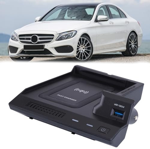 Kabelloses Ladegerät Auto kompatibel für Mercedes-Benz C-Klasse W205 GLC X253 Kabellose Handy-Ladestation Kfz-Ladegeräte Auto QI Drahtlose Ladegeräte 15W Auto-Ladegerät Handy-Ladegerät