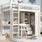 PUGSDRLY Lit Mezzanine 1 Place 90x200cm avec Bureau Armoire et 3 tiroirs,Rangement Ouvert,Design de Clôture Haute,Cadre de Lit en Pin Blanc pour Enfant Adolescent (90x200)
