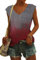 NARRAME T Shirt Damen mit Flügelärmel V Ausschnitt Top Damen Sommer Bluse Oberteile Leicht Lässig Farbverlauf Grau zu Rot Ombré Klein S 34-36