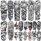 20 Blätter Extra Groß Rose Blume Temporäre Tattoos Damen Klebetattoos Erwachsene Oberschenkel, Halbarm Tattoos Zum Aufkleben Frauen Engel Anker Uhu Kompass Auge, Halloween Fake Tattoo Aufkleber