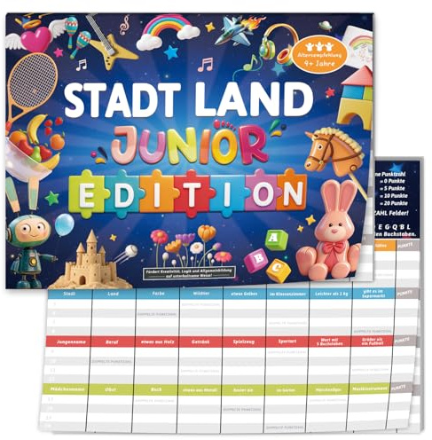 Stadt Land Junior Edition, Geschenk für Teenager Junge Mädchen ab 9 10 11 12 13 14 Jahre, Activity Kartenspiel, Ostergeschenke Kommunion Erstkommunion Konfirmation Geschenke, Spiel des Jahres 2026