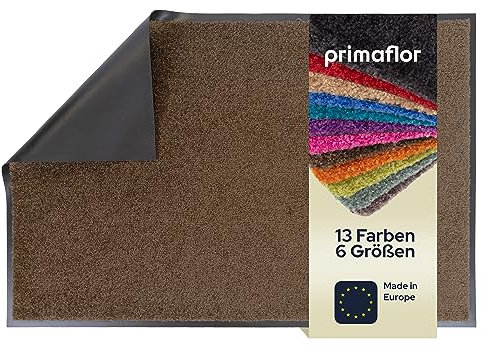 Primaflor Schmutzfangmatte CLEAN – Braun, 90x150 cm | Saugstarke, Schwer entflammbare Fußmatte | Rutschfester Türvorleger für Innen | Türmatte für Eingangsbereich | Sauberlaufmatte mit Gummirand