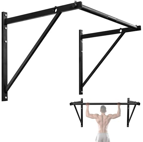 Yes4All Strapazierfähige Klimmzugstange zur Wandmontage für Crossfit-Training – Klimmzugstange/Klimmzugstange, Wandhalterung – unterstützt bis zu 500 lbs (Schwarz)