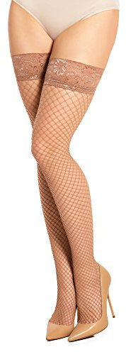GLAMORY Medias de rejilla Maquillaje, 10 den, XL Women's