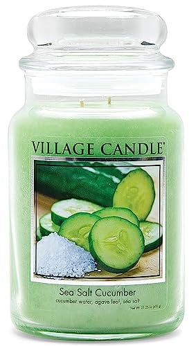 Village Candle Duftkerze im Glas, Meeressalz, Gurke, 740 ml, groß