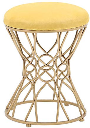 Hocker Wohnzimmer Sofa | Nordic Gold Metall Dressing Hocker | Flanell Make-up Sitz | Ändern Schuhe Bank | Moderne Esszimmer Stühle, Max.150kg (Farbe : Gelb)