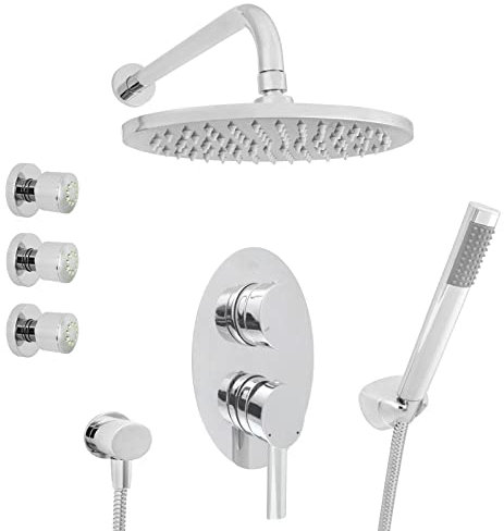 Welfenstein Unterputz Set FA34-MOS oval Regendusche komplettes Duschset Seitenbrausen