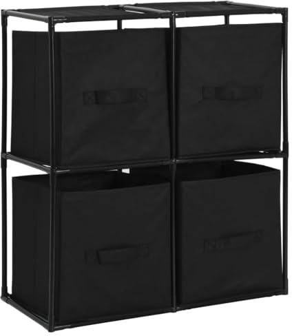 vidaXL Storage Cabinet with 4 Fabric Baskets Black 63x30x71 cm Steel