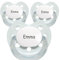 BabyNova Schnuller mit Namen, ortho, Silikon (weiß, 6-14 Monate)