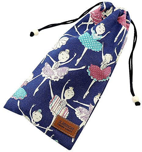 s.lemon Tanz Schuhbeutel Baumwolle Kordelzug Tasche für Spitzenschuh Ballettschuhe,Blaue Ballettmädchen