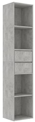 vidaXL Bibliothèque, Meuble de Rangement avec Étagère, Armoire à Livres Salon Salle de Séjour Intérieur, Gris Béton Bois d’Ingénierie
