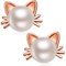 Ohrringe MäDchen Ohrstecker Silber 925 Damen Kinder Ohrringe Katze Perlen Ohrringe