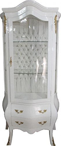 Casa Padrino Barock Glasvitrine Weiß/Gold - Vitrinen Schrank