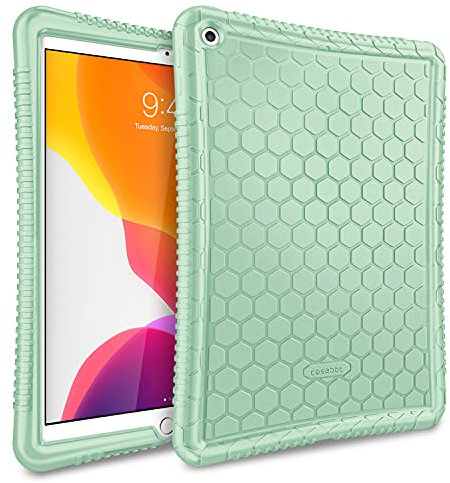 FINTIE Cover per iPad 10.2 Pollici 9a / 8a / 7a Generazione (2021 2020 2019) - [Serie Honey Comb] Leggera Case Protettiva Custodia Antiurto in Silicone, Verde Chiaro