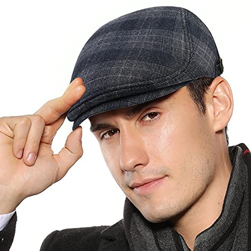 Superora Schirmmütze Herren Barett Schiebermüntze Baskenmütze Herrenmütze Winter Warme Cap Newsboy Flat Schwarz