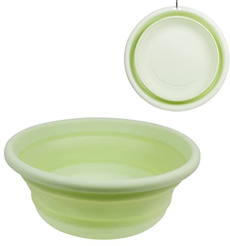 RYHX Faltbare Waschschüssel, Multifunktionale Schüssel Camping BPA frei, Faltbares Design, Tragbares Silikonbeckenschüssel, Geeignet für Reisen, Camping, Küche zu Hause, Obst Waschen, Waschbecken,Grün