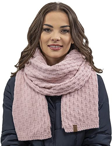 VIVISENCE Damen Winter Schal Aus Modischer Gemütlich Wärmendem Garn Mit Dekorativer Bindung Für Kalte Wintertage Frauen Elegante Und Sportliche Outfits Winter Herbst Modell 7015S, Rosa,Einheitsgröße