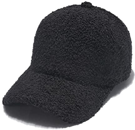 CAMICALMI Damen-Baseballkappe für Tennis, Reisen, kurz, Plüsch, verstellbar, warm, winddicht, Winter, Outdoor, Schwarz