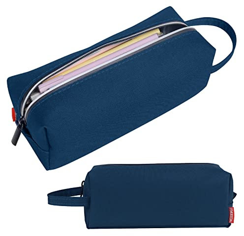 Fmeida Federmäppchen Mädchen Federtasche Junge Schlampermäppchen Erwachsene Federmappe Etui Single Stiftemäppchen Stiftemappe Federpenal Mäppchen für Büro Uni (Navy)