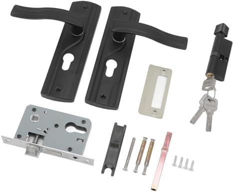 Ensemble de Serrure de Porte de Chambre à Coucher, Ensemble de Clés de Serrure de Poignée de Porte Noire Universelle Poignée épaissie pour le Salon