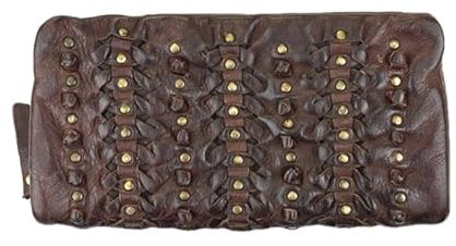 Ven Tomy Portemonnaie Damen Geldbörse Portmonee Börse Geldbeute Echt Leder Neu (Dunkelbraun)