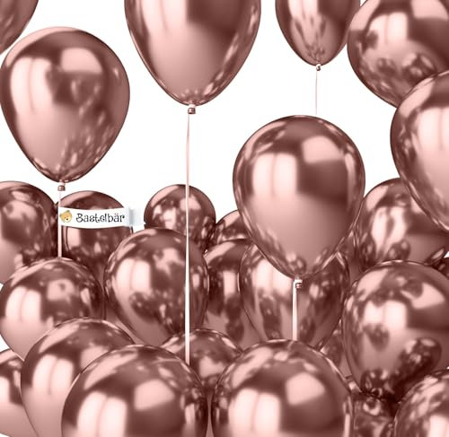 Ballon rose gold BIO Métallique brillant • 25 Pièces • MADE IN EU • Ø38cm XXL Ballons certifiés durables bio • 100% Latex naturel •Ballon or rose •Adapté l'hélium •ballons anniversaire deco rose gold