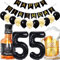 Conruich Geburtstagsdeko 55 Jahre Mann Frau, Luftballon 55. Geburtstag Deko Mann, Folienballon Zahl 55 Schwarz, Helium Ballon Whiskey Bierglas für 55. Geburtstag Manner Party Dekoration