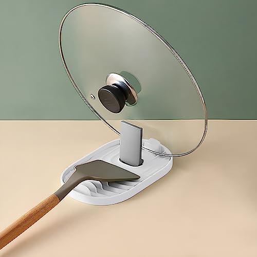 RICHDMI Soportes Para Tapas de Ollas, Soporte Para Cucharas, Organizador Cajones Cocina, Soporte de Utensilios de Cocina Para Evitar el Goteo de Agua (Blanco)