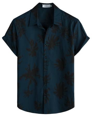 VATPAVE Mens 100% Cotton Hawaiian Flower Shirts Button Down Short Sleeve Beach Shirts Summer Casual Aloha Shirts 3X-Large Navy Coconut Tree Funky Shirts