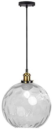 HJXDtech 20cm Lámpara Colgante de Araña de Vidrio Ondulado Esférico Industrial Vintage, Luz Colgante de Techo E27 Loft Bar Colorida con Retro Acabado Bronce (Claro)