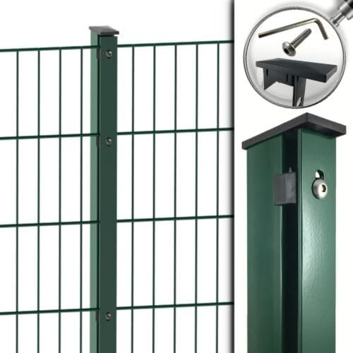 auf-mass24 Doppelstabmattenzaun 6/5/6 AL RAL6005 Moosgrün Abdeckleiste Länge und Höhe wählbar Doppel-Stab Matten Zaun Draht Gitterzaun Metallzaun (20, 1.83)