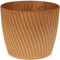Matches21 Cache-pot rond en plastique et bois – Pot de fleurs minimaliste rainuré marron – Grand pot de fleurs pour plantes d'intérieur Ø 26 cm