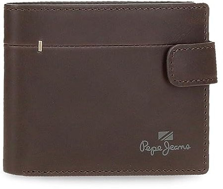 Pepe Jeans Staple Portefeuille Horizontal avec Fermeture Clic Marron 11x8,5x1 cm Cuir, Marron, Talla única, Portefeuille Horizontal avec Fermeture à clic