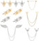 PH PandaHall 12pcs Gland Chaîne Broche Col Broches 8 Styles Aile Double Lien Chaînes Pinces à Cravate Chaîne Feuille Fleur Épinglette Rétro Chemise Col Décoration pour Hommes Femmes Chemise Costume