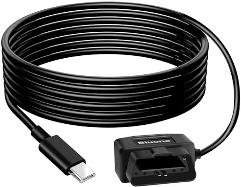 OBD Stromkabel für OBD2 Dashcam Ladegerät auf USB-Kabel, Überwachungsmodus/ACC 24 Stunden mit OBD2-Schaltertaste, Stromadapter auf USB C OBDII Kabel