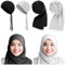 Bunnycool 4-teiliges Hijab-Schals und Unterkappen-Set für Damen, aus solidem Chiffon, langer Schal, weicher Wickelschal, muslimische innere Hijab-Mützen, schwarz, weiß, Einheitsgröße