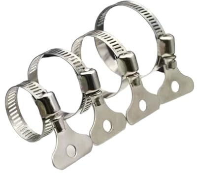16-Pack Mixed Pac Key-Type 304 Stainless Steel Worm Gear Hose Clamps, Fuel Pipe Clamps for Automobiles, Pipelines and Mechanical Application， 4 pieces of each size(6-12mm,13-19mm, 18-32mm, 21-38mm)