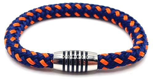 Armband Dark blue and orange aus farbintensiven Paracord-Segeltau mit schwarz emailliertem Edelstahlmagnetverschluss. (19.00)