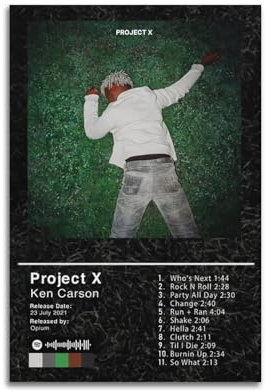 Szzmyo Ken Carson Project X Album-Poster, dekoratives Gemälde, modernes ästhetisches Leinwand-Poster, Schlafzimmer, Wohnzimmer, Badezimmer, Klassenzimmer, Büro, Kunstdruck, ungerahmt 30 x 45 cm
