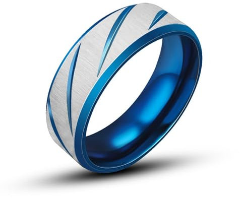Whoiy Trauring Blau Zweifarbig, Edelstahl 6MM Matt Hochzeit-Ring Herren mit Gravur Größe 57 (18.1)