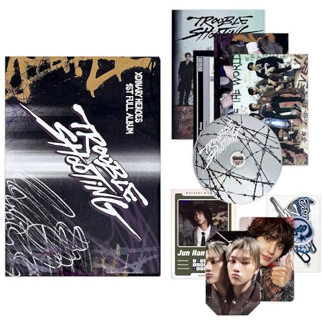 Xdinary-Heroes - 1st album [Troubleshooting] (B Ver.) Case + Photobook + Lyrics Book + CD-R + Photo Essay + Sticker + Photocard + Tranding Card + Mirror Photocard + Postcard + 3 Extra Photocards