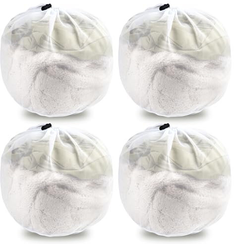 Wäschesäcke mit Kordelzug, 4 Pcs Wäschebeutel Wäschenetz Klein, Wäschesack Waschmaschine Laundry Bag für Reise, BH, Schuhe, Socken, Unterwäsche, Babywäsche
