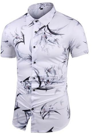 Freizeithemden Für Herren Kurzarm Hawaiihemd Urban Herren Hawaii Shirt Sandstrand Herren Batik Shirt Herren Kurzarm Herren Hemden Leichtes Sommerhemd Herren F-White3 7XL